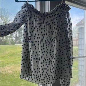 Off-Shoulder Polka Dot Blouse